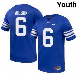 Authentic Marc Wilson BYU Cougars #6 Royal Jersey | Youth Durable University Football Fan Wear RS3jsA19
