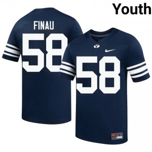Paki Finau #58 Navy BYU Cougars Licensed Football Jersey | Youth High School Premium Uniform V622Al60