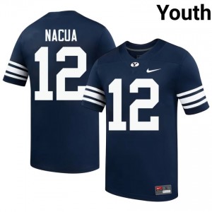 Authentic Puka Nacua BYU Cougars #12 Navy Jersey | Youth Durable University Football Fan Wear G4OKu616