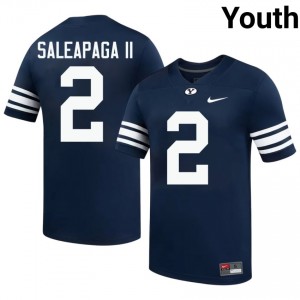 Authentic Roger Saleapaga II BYU Cougars #2 Navy Jersey | Youth Durable University Football Fan Wear Gfqb4G88