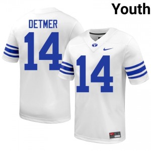Authentic Ty Detmer BYU #14 White Jersey | Youth Durable University Football Fan Wear 4S87b725