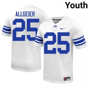 Tyler Allgeier BYU #25 White Exclusive Jersey | Youth Player Football Limited Edition Uniform 3GU5yO49