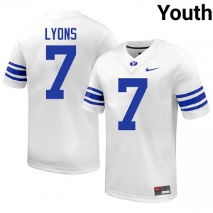 BYU Walker Lyons #7 White Football Jersey | Youth Gameday Authentic NCAA Apparel 1KXc0578