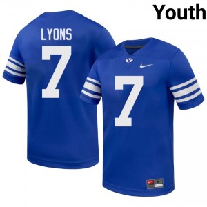 Authentic Walker Lyons BYU Cougars #7 Royal Jersey | Youth Durable University Football Fan Wear c6a6Pg23