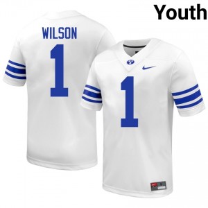 Authentic Zach Wilson BYU #1 White Jersey | Youth Durable University Football Fan Wear 32w04290
