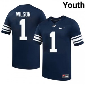 BYU Cougars Zach Wilson #1 Navy Football Jersey | Youth Gameday Authentic NCAA Apparel 3iv13b58