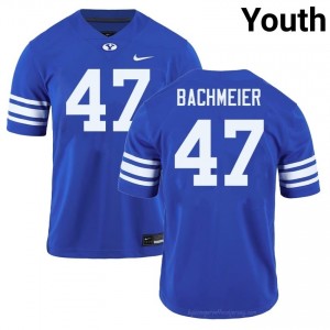 Authentic Bear Bachmeier BYU Cougars #47 Royal Jersey | Youth Durable NCAA Football Fan Wear 666k58UN