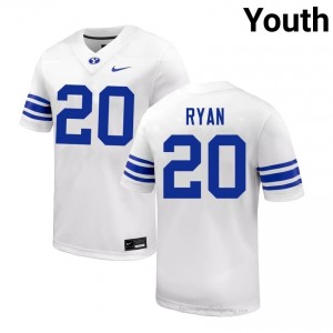 BYU Cougars Carsen Ryan #20 White Football Jersey | Youth Gameday Authentic College Apparel 46Ufne2M