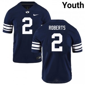 Authentic Chase Roberts BYU #2 Navy Jersey | Youth Durable NCAA Football Fan Wear 44H2XQ4q