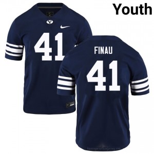 Authentic Lucky Finau BYU Cougars #41 Navy Jersey | Youth Durable NCAA Football Fan Wear 391YeA37
