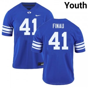 BYU Lucky Finau #41 Royal Football Jersey | Youth Gameday Authentic College Apparel 50Rr36p8