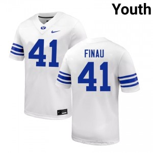 Lucky Finau #41 White BYU Licensed Football Jersey | Youth University Premium Uniform 392ok06T