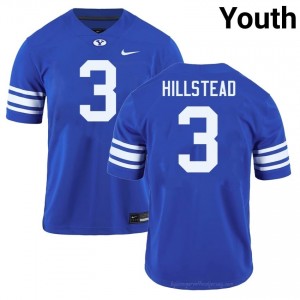 McCae Hillstead #3 Royal BYU Licensed Football Jersey | Youth University Premium Uniform 67n20lNM