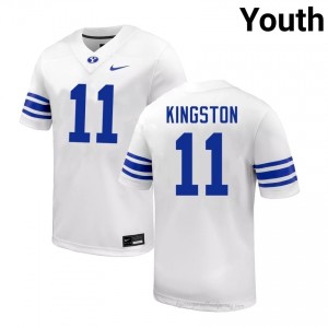 Parker Kingston #11 White BYU Cougars Licensed Football Jersey | Youth University Premium Uniform 83paLgLQ