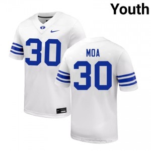 BYU Sione Moa #30 White Football Jersey | Youth Gameday Authentic College Apparel 70QOHn64